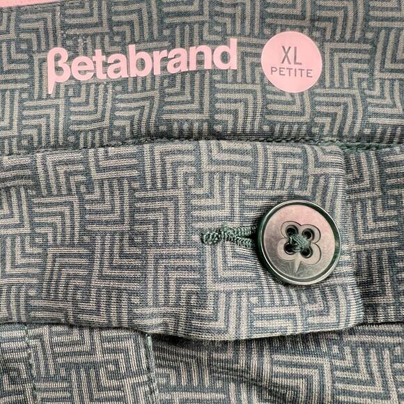 Betabrand crop Cuffed Dress Yoga Ponte Pant Green Geometric Pattern Size XLP - Picture 3 of 11